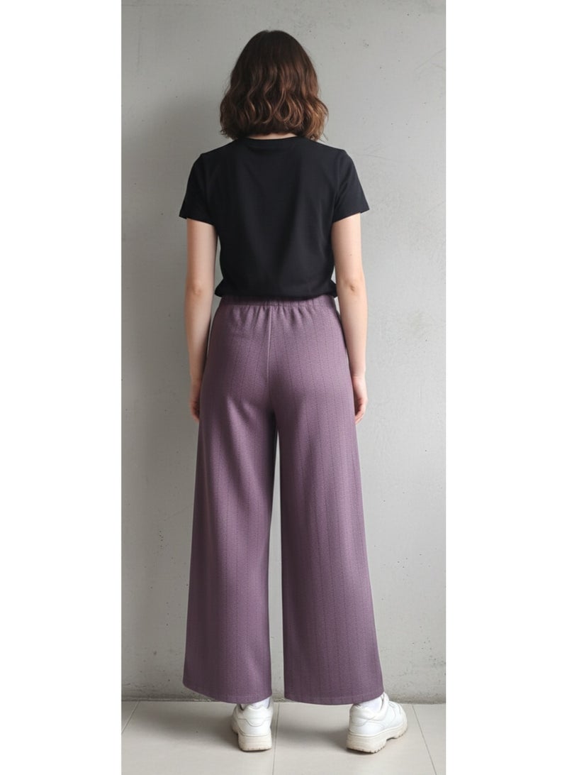 Bedaya Moda Winter Wool wide-leg pants for women - Purple / XL - Image 2